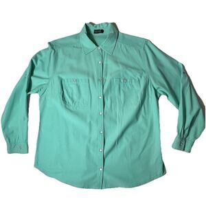 Faded Glory Women’s XL Green Breeze Pearl Snap Western Long Sleeve Shirt‎